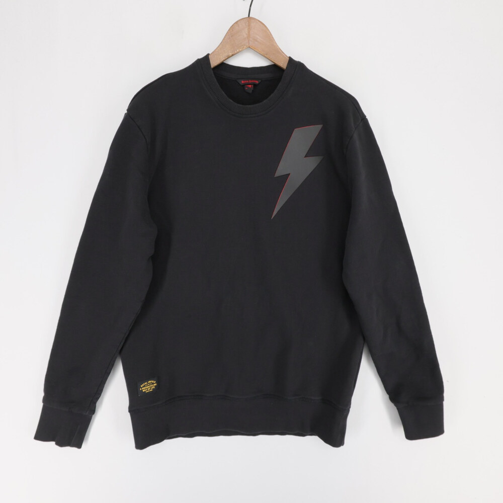 Royal Enfield Spark Crew Sweatshirt Mens L Black Lightning Bolt Motorcycle